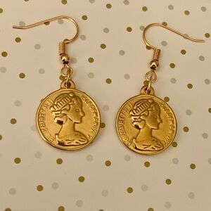2 for $30
Gold Antique Coin Earrings